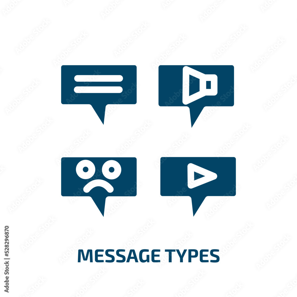 Poster message types vector icon. message types, type, text filled icons from flat dialogue assets concept.