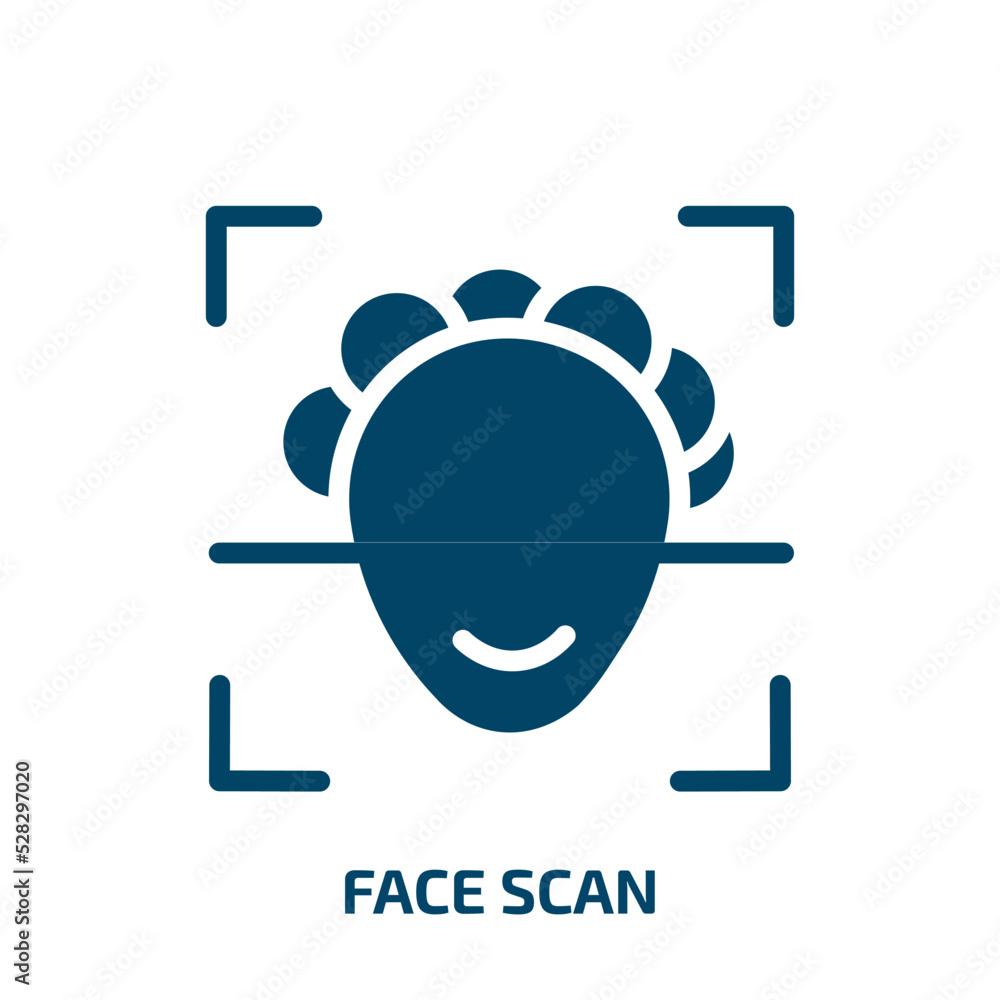 Poster face scan vector icon. face scan, face, scan filled icons from flat mobile network concept. isolated