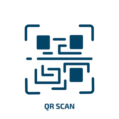 qr scan vector icon. qr scan, code, scan filled icons from flat mobile network concept. Isolated black glyph icon, vector illustration symbol element for web design and mobile apps