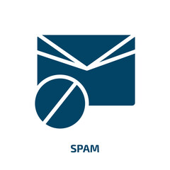 spam vector icon. spam, mail, contact filled icons from flat email concept. Isolated black glyph icon, vector illustration symbol element for web design and mobile apps