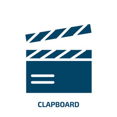 clapboard vector icon. clapboard, movie, cinema filled icons from flat television concept. Isolated black glyph icon, vector illustration symbol element for web design and mobile apps