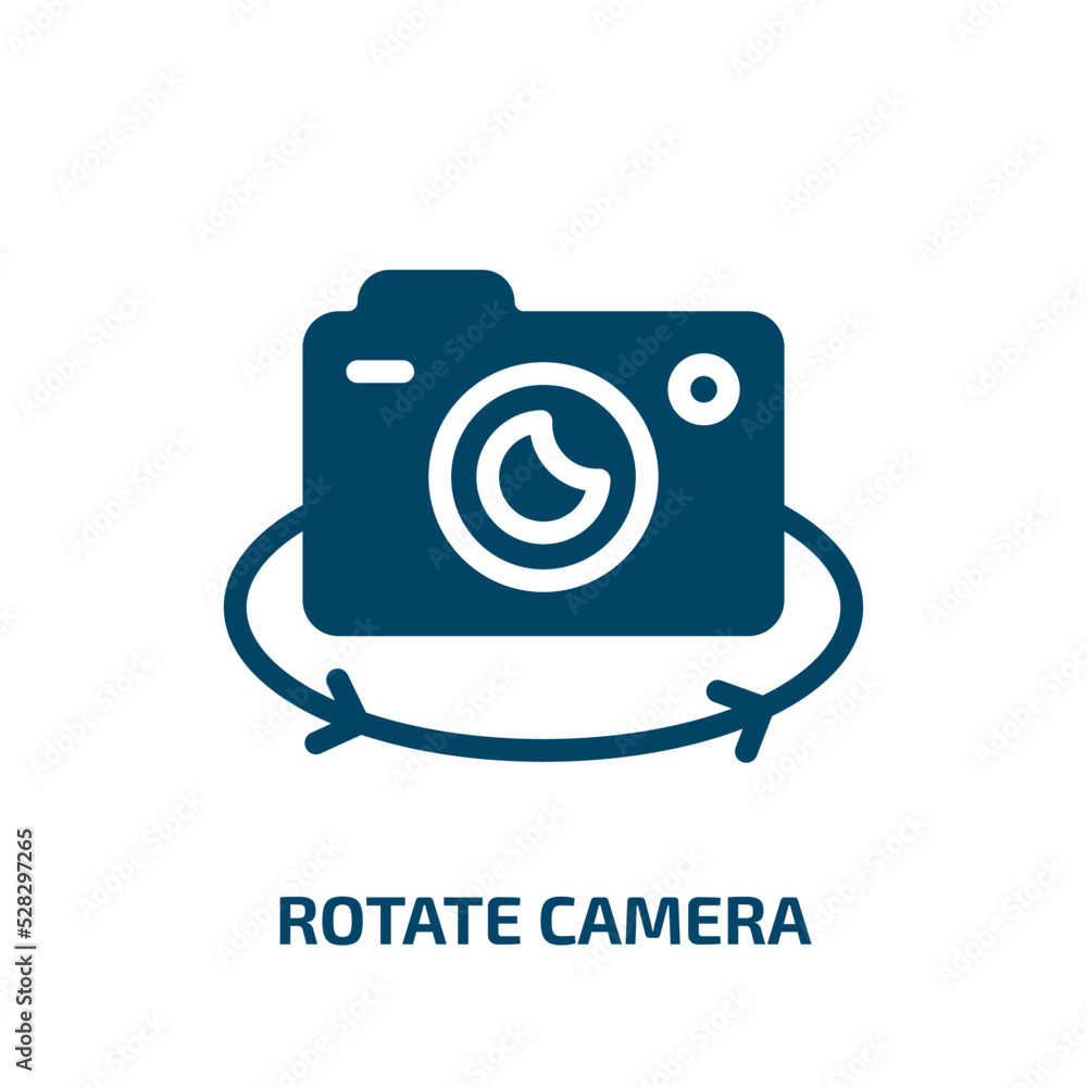 Poster rotate camera vector icon. rotate camera, camera, rotation filled icons from flat electronic device concept. Isolated black glyph icon, vector illustration symbol element for web design and mobile