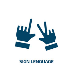 sign lenguage vector icon. sign lenguage, navigate, arrows filled icons from flat communication concept. Isolated black glyph icon, vector illustration symbol element for web design and mobile apps