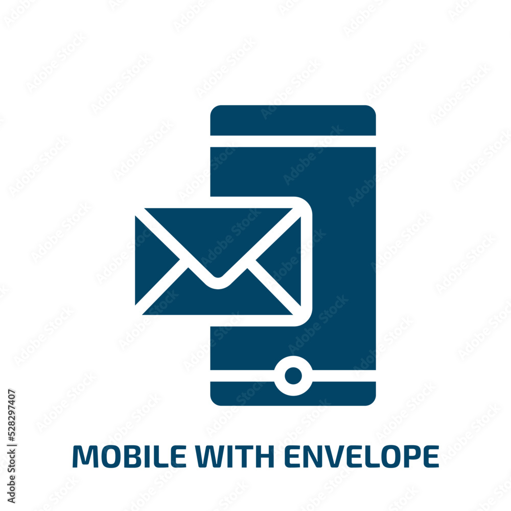 Poster mobile with envelope vector icon. mobile with envelope, contact, communication filled icons from fla