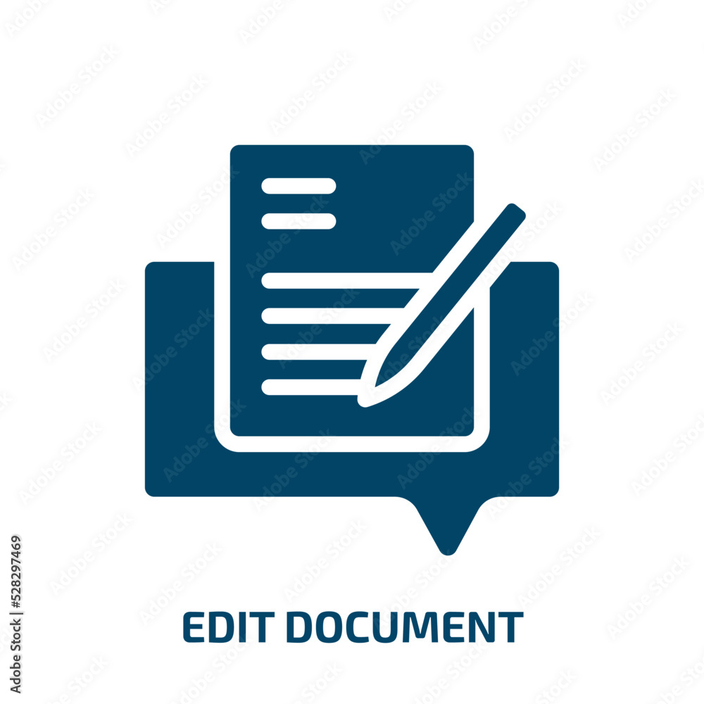 Poster edit document vector icon. edit document, document, write filled icons from flat speeches concept. i