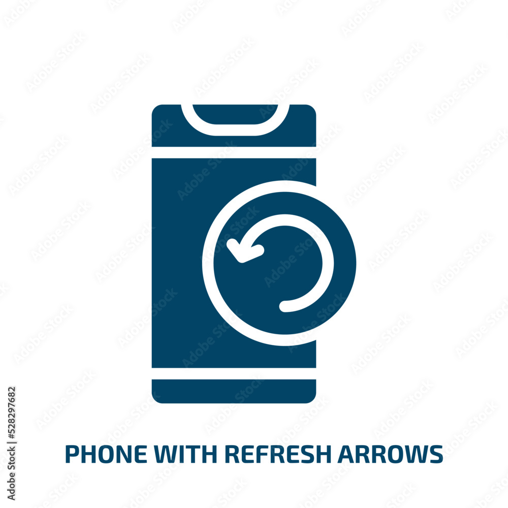 Poster phone with refresh arrows vector icon. phone with refresh arrows, phone, button filled icons from fl
