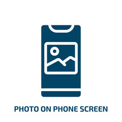 photo on phone screen vector icon. photo on phone screen, phone, photo filled icons from flat smartphones concept. Isolated black glyph icon, vector illustration symbol element for web design and