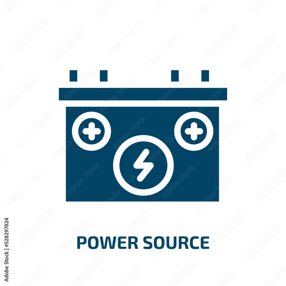 Poster power source vector icon. power source, power, energy filled icons from flat it & components concept