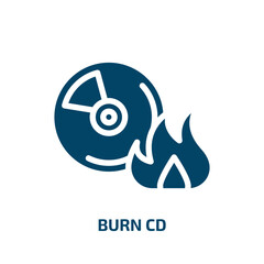burn cd vector icon. burn cd, data, disk filled icons from flat it & components concept. Isolated black glyph icon, vector illustration symbol element for web design and mobile apps