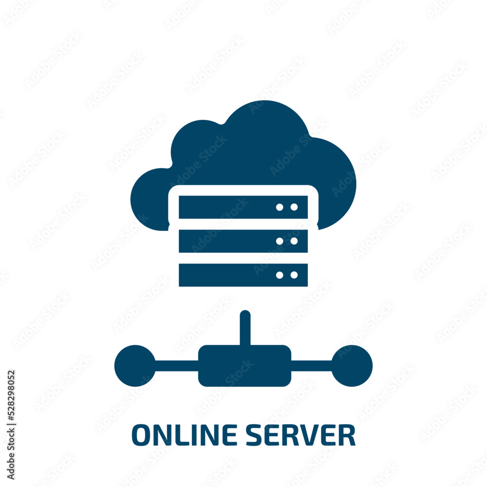Poster online server vector icon. online server, data, internet filled icons from flat network and database