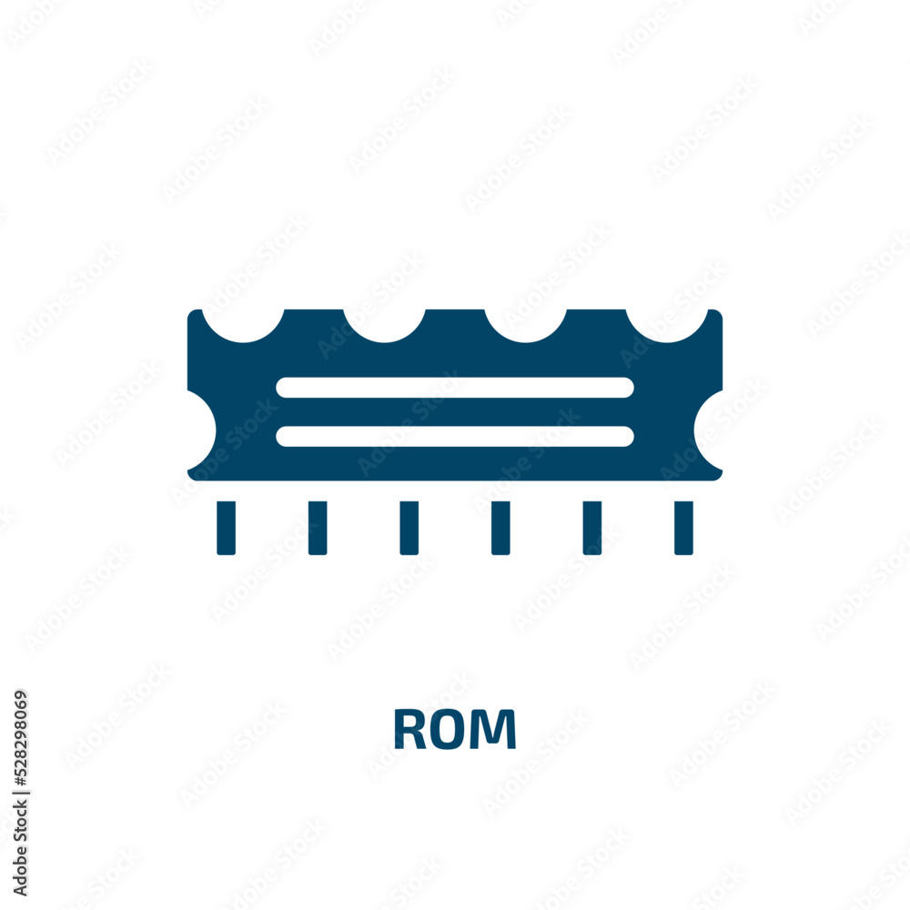 Poster rom vector icon. rom, cd, cd-rom filled icons from flat computer functions concept. isolated black g