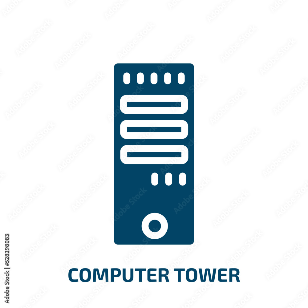 Poster computer tower vector icon. computer tower, computer, tower filled icons from flat computer function