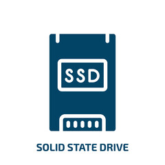 Fototapeta premium solid state drive vector icon. solid state drive, drive, ssd filled icons from flat computer functions concept. Isolated black glyph icon, vector illustration symbol element for web design and mobile