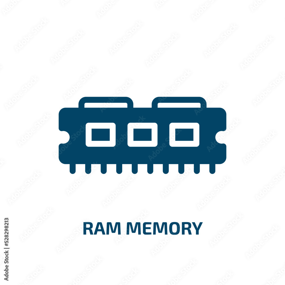 Poster ram memory vector icon. ram memory, memory, mouse filled icons from flat computer and data concept. Isolated black glyph icon, vector illustration symbol element for web design and mobile apps