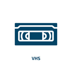 vhs vector icon. vhs, tape, video filled icons from flat computer and data concept. Isolated black glyph icon, vector illustration symbol element for web design and mobile apps