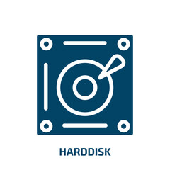 harddisk vector icon. harddisk, data, hard-disk filled icons from flat big data concept. Isolated black glyph icon, vector illustration symbol element for web design and mobile apps