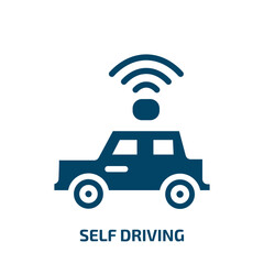 self driving vector icon. self driving, technology, radar filled icons from flat technology concept. Isolated black glyph icon, vector illustration symbol element for web design and mobile apps