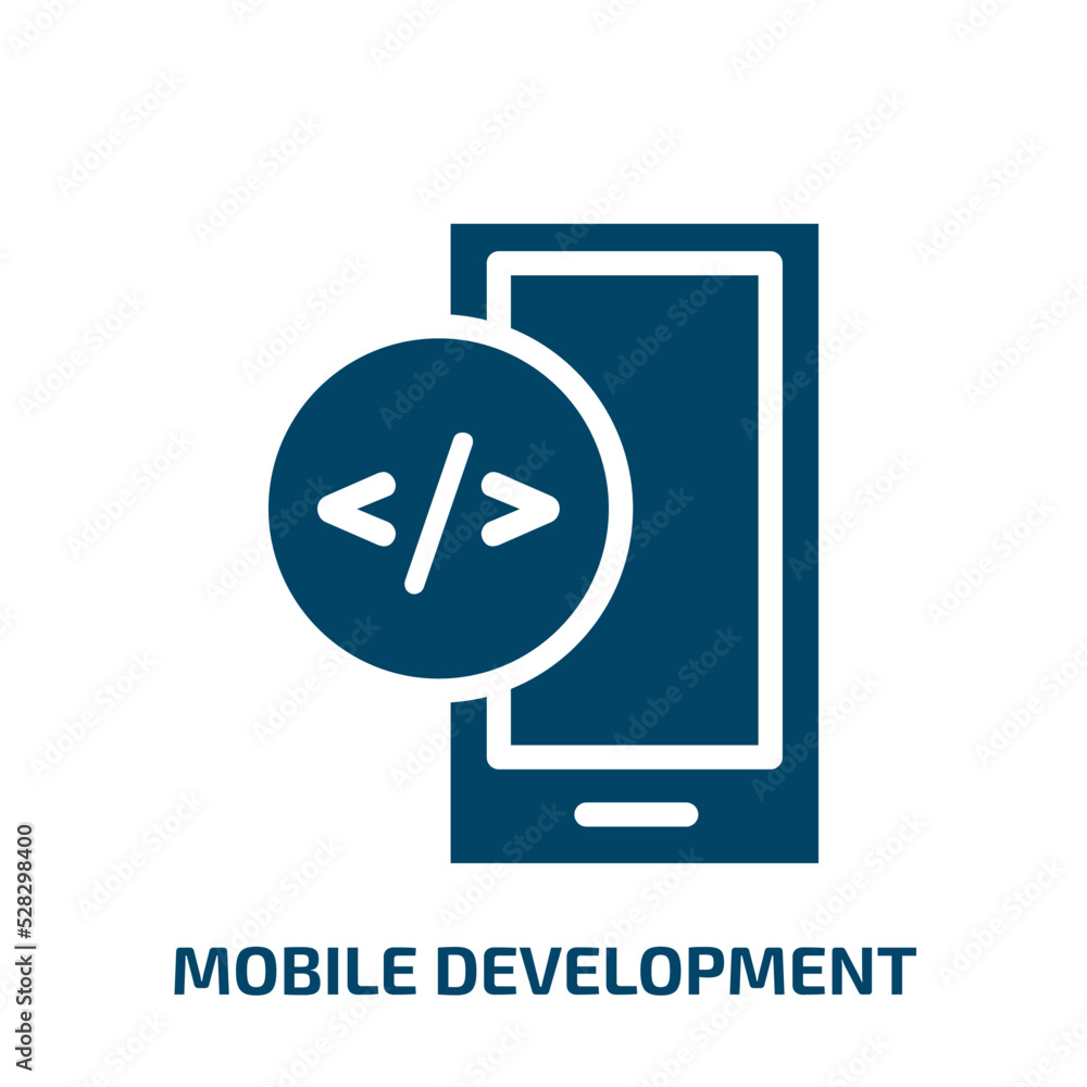 Aufkleber mobile development vector icon. mobile development, development, internet filled icons from flat web