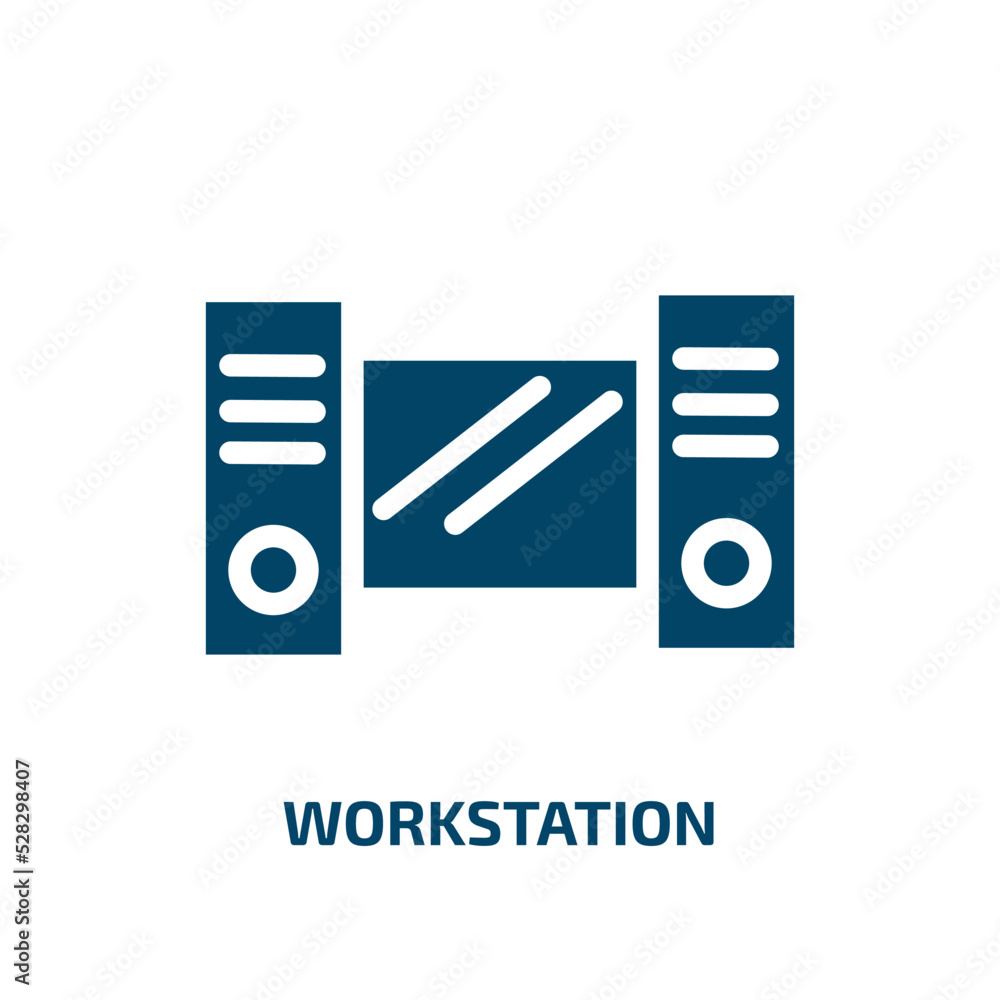 Poster workstation vector icon. workstation, internet, technology filled icons from flat computer concept. 