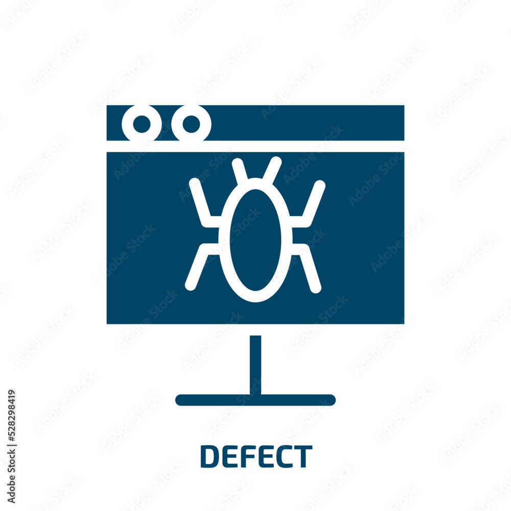 Poster defect vector icon. defect, label, quality filled icons from flat testing software concept. isolated