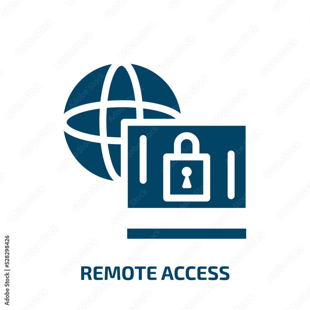 Poster remote access vector icon. remote access, safety, internet filled icons from flat cyber robbery conc