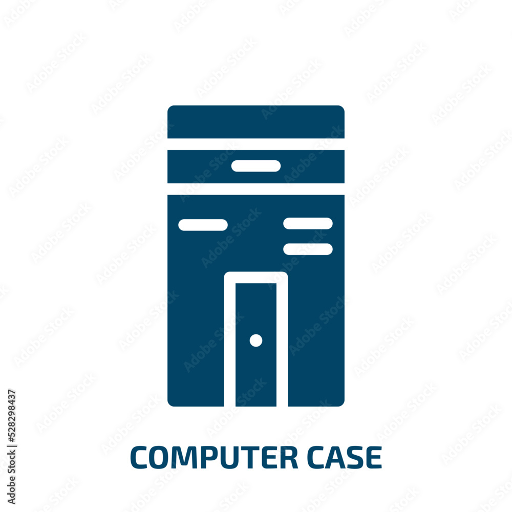 Poster computer case vector icon. computer case, case, computer filled icons from flat information technolo
