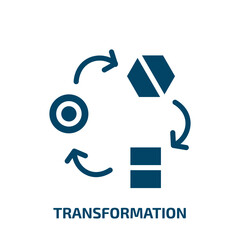 transformation vector icon. transformation, computer, business filled icons from flat web design concept. Isolated black glyph icon, vector illustration symbol element for web design and mobile apps