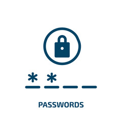 passwords vector icon. passwords, password, internet filled icons from flat cyber crimes concept. Isolated black glyph icon, vector illustration symbol element for web design and mobile apps