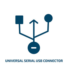 universal serial usb connector vector icon. universal serial usb connector, data, usb filled icons from flat computer icons concept. Isolated black glyph icon, vector illustration symbol element for