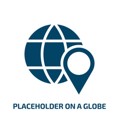 placeholder on a globe vector icon. placeholder on a globe, placeholder, map filled icons from flat computer and media concept. Isolated black glyph icon, vector illustration symbol element for web