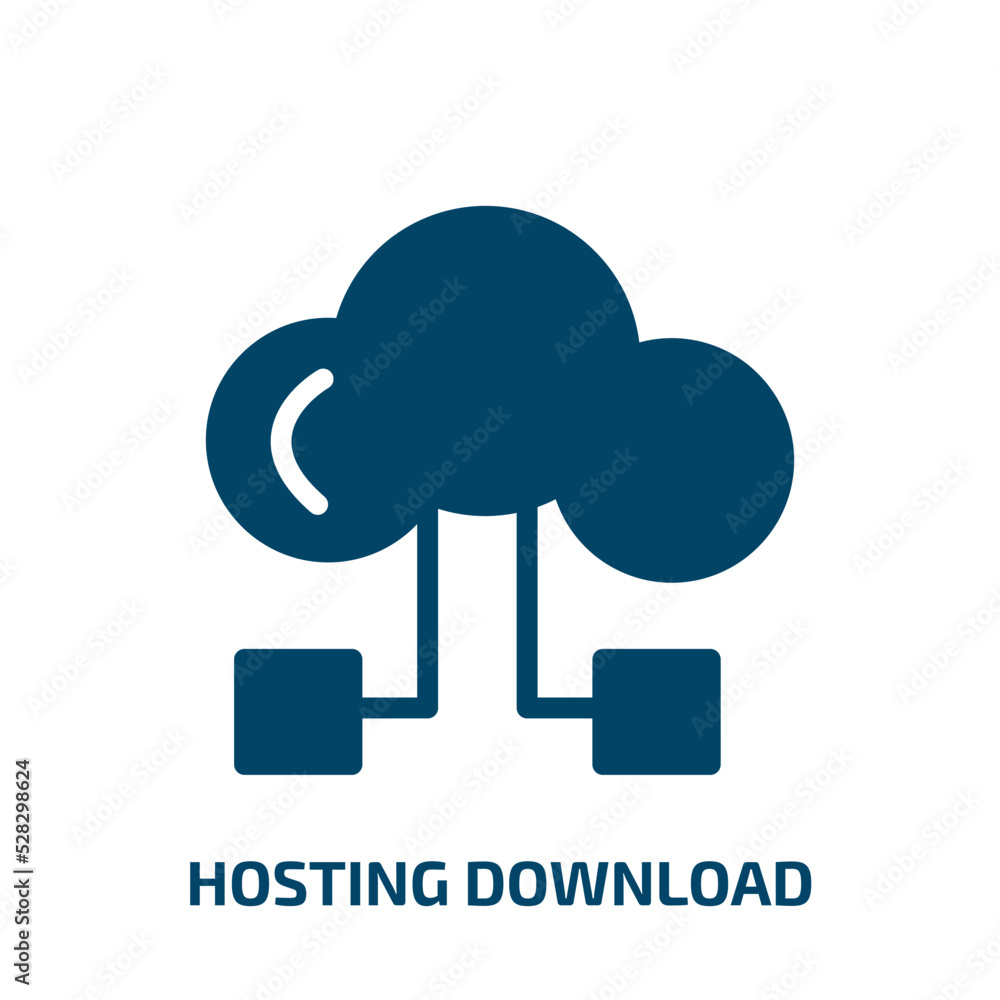 Poster hosting download vector icon. hosting download, data, cloud filled icons from flat cloud computing c