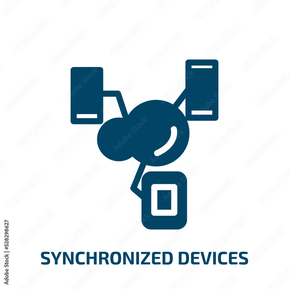 Poster synchronized devices vector icon. synchronized devices, app, device filled icons from flat cloud com