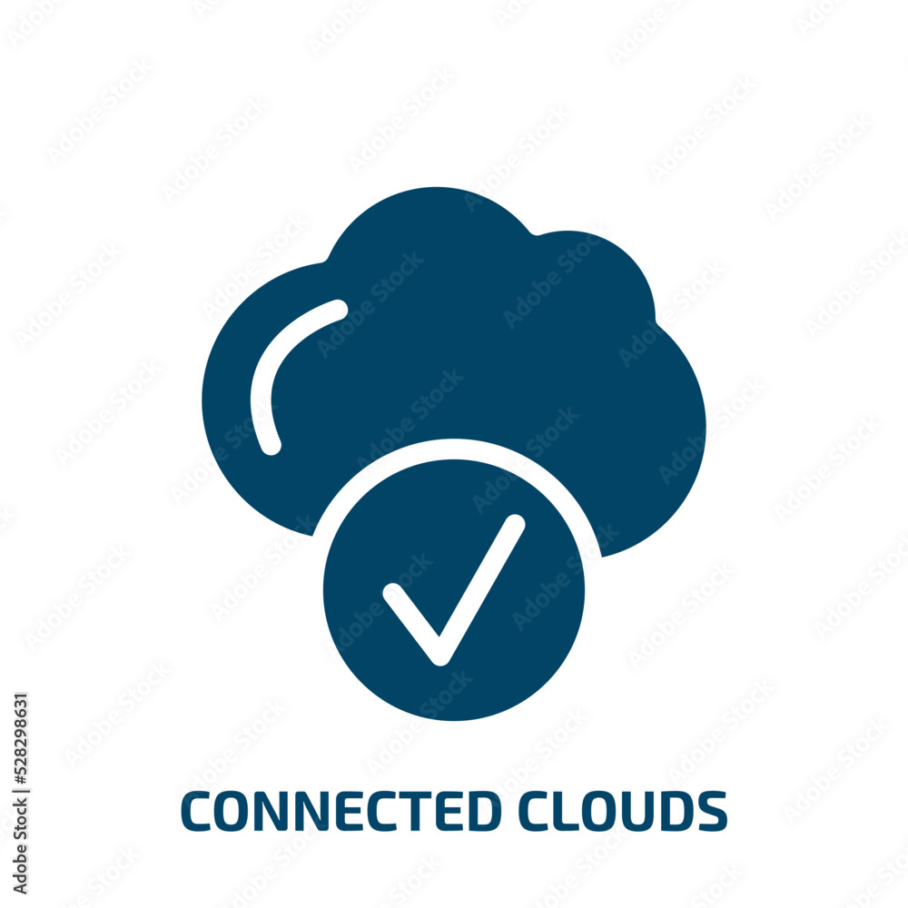 Poster connected clouds vector icon. connected clouds, data, upload filled icons from flat cloud computing 