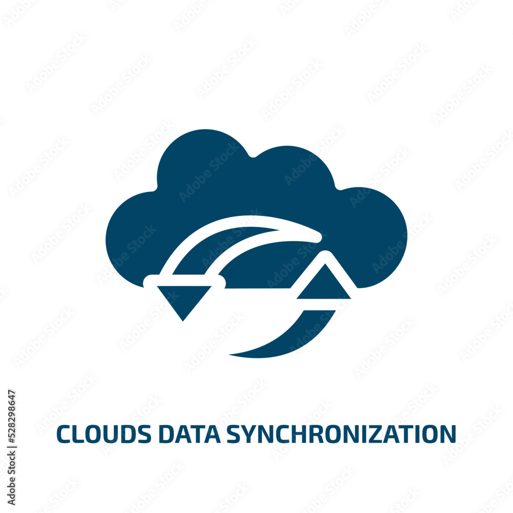 Poster clouds data synchronization vector icon. clouds data synchronization, data, communication filled ico