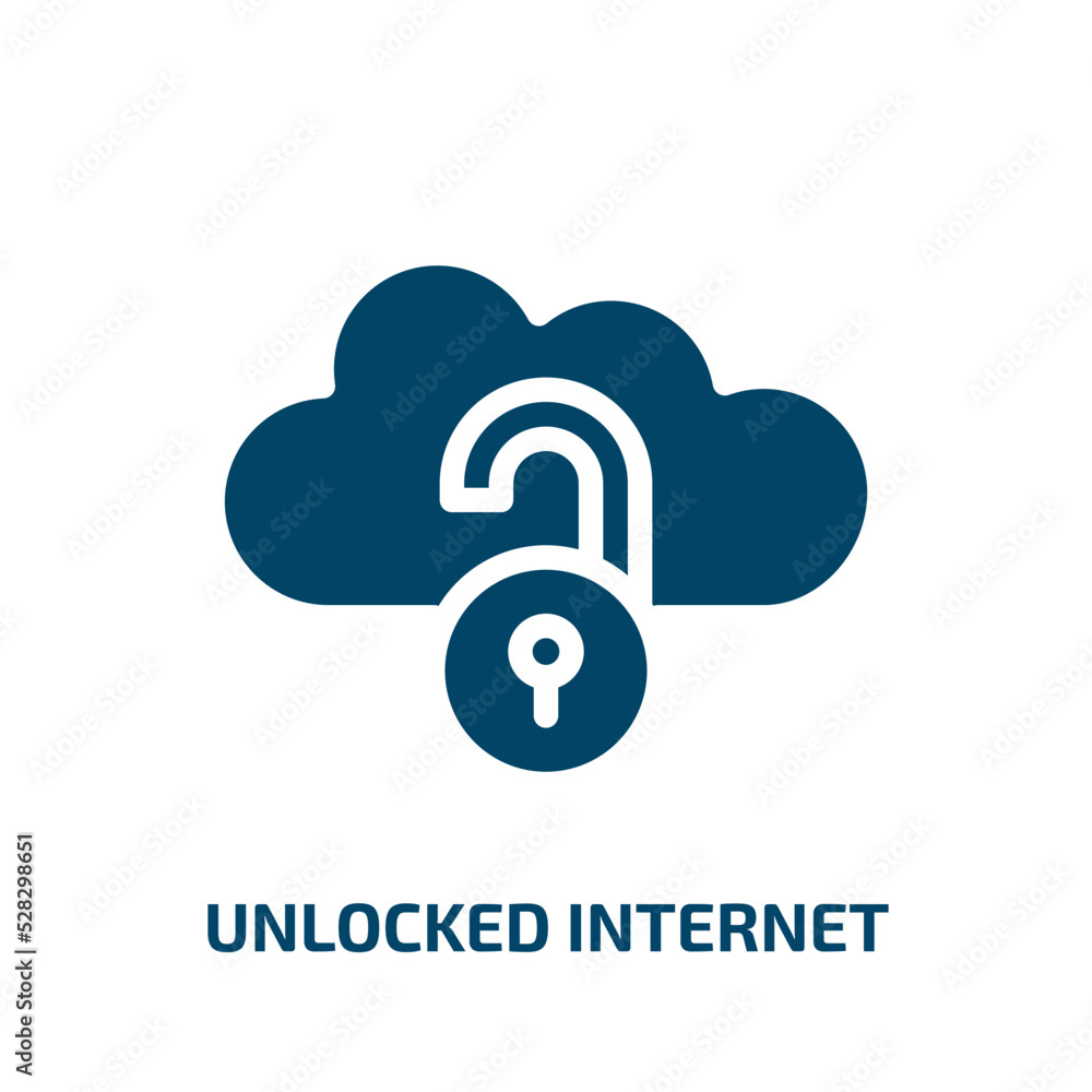 Poster unlocked internet vector icon. unlocked internet, lock, internet filled icons from flat cloud comput