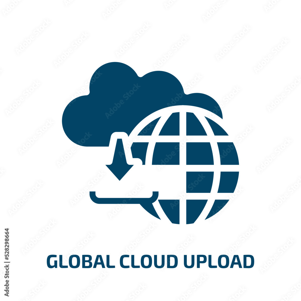 Poster global cloud upload vector icon. global cloud upload, data, upload filled icons from flat cloud comp