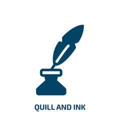 quill and ink vector icon. quill and ink, quill, feather filled icons from flat cursors and pointers concept. Isolated black glyph icon, vector illustration symbol element for web design and mobile