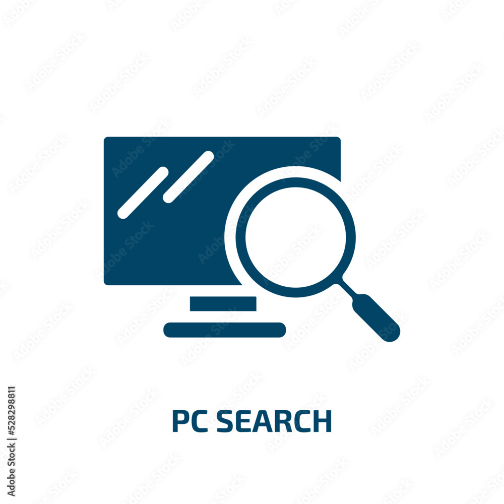 Poster pc search vector icon. pc search, internet, computer filled icons from flat responsive web concept. 