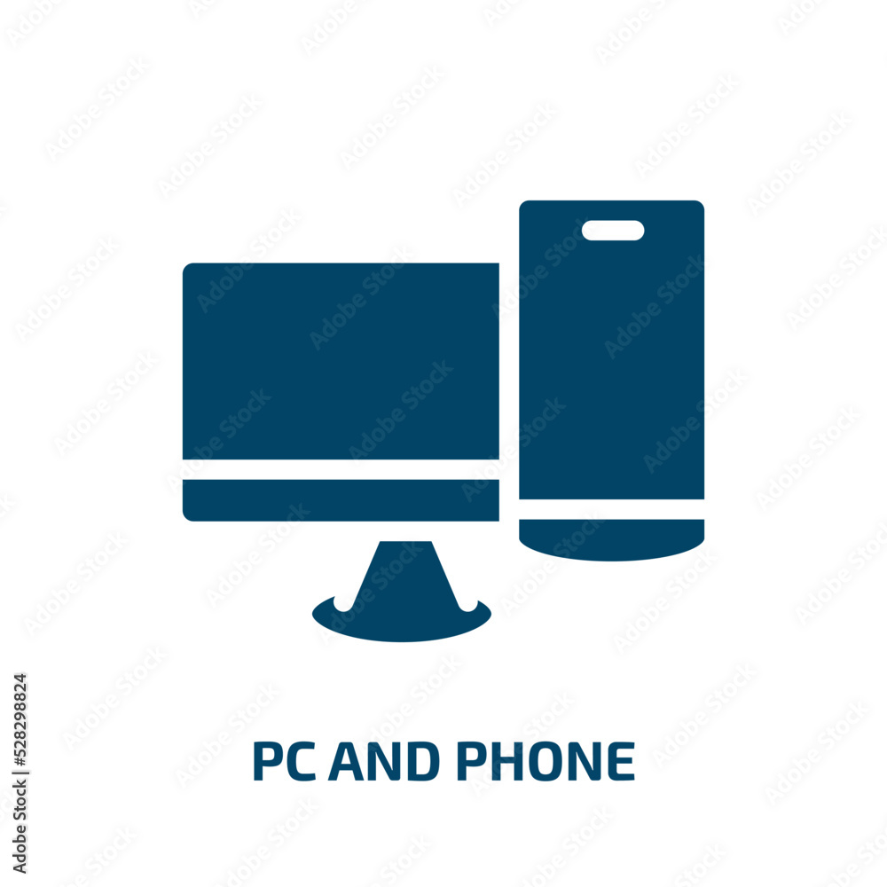 Poster pc and phone vector icon. pc and phone, phone, computer filled icons from flat responsive web concep