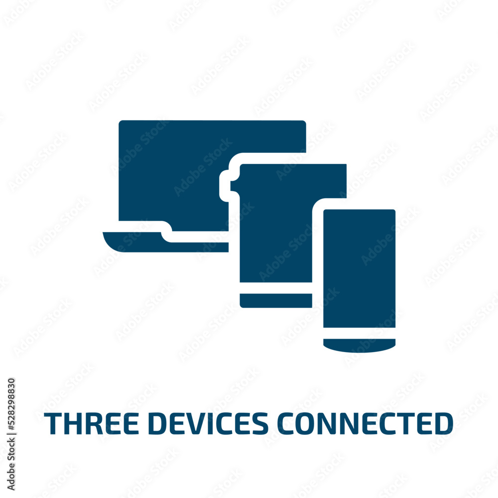 Aufkleber three devices connected vector icon. three devices connected, connection, device filled icons from f