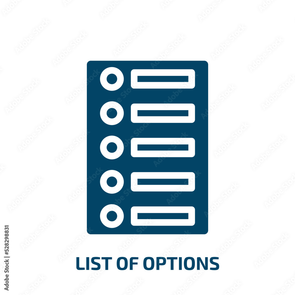 Aufkleber list of options vector icon. list of options, list, test filled icons from flat responsive web conce