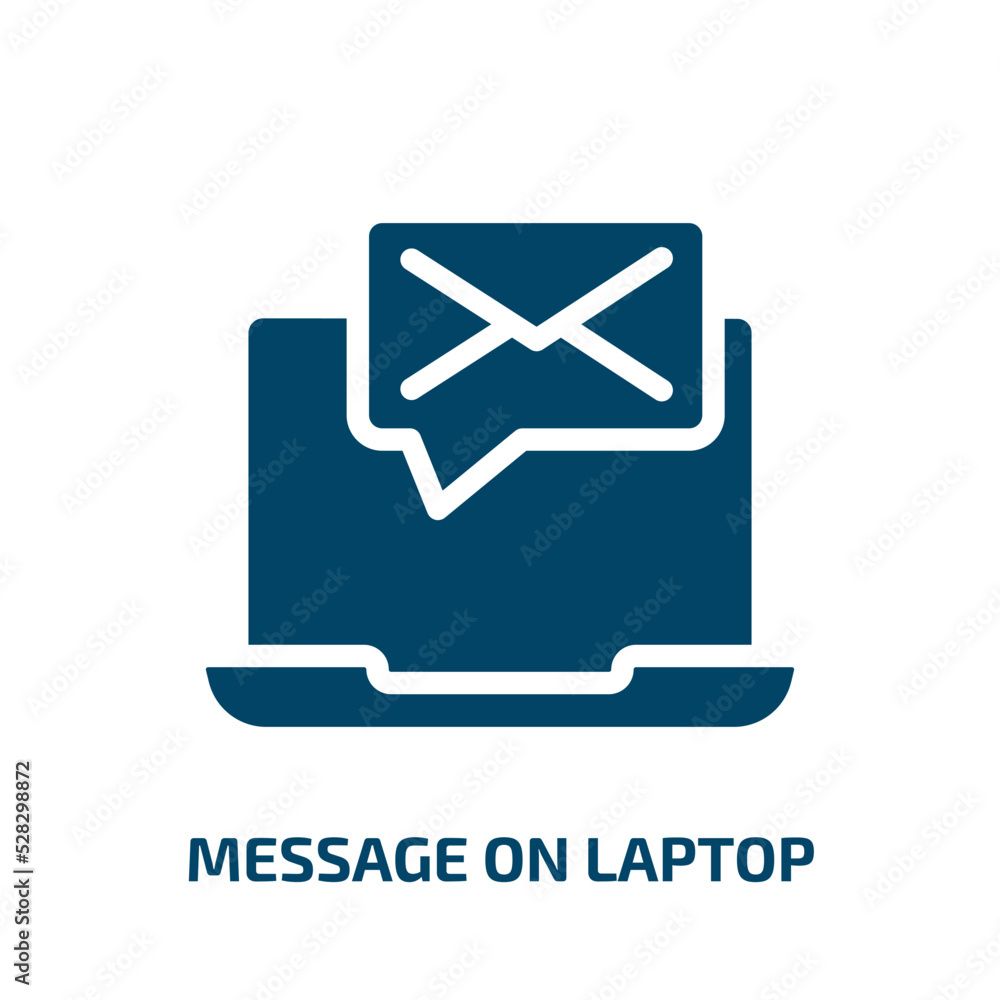 Poster message on laptop vector icon. message on laptop, laptop, internet filled icons from flat responsive