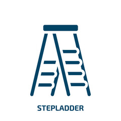 stepladder vector icon. stepladder, ladder, stair filled icons from flat construction concept. Isolated black glyph icon, vector illustration symbol element for web design and mobile apps
