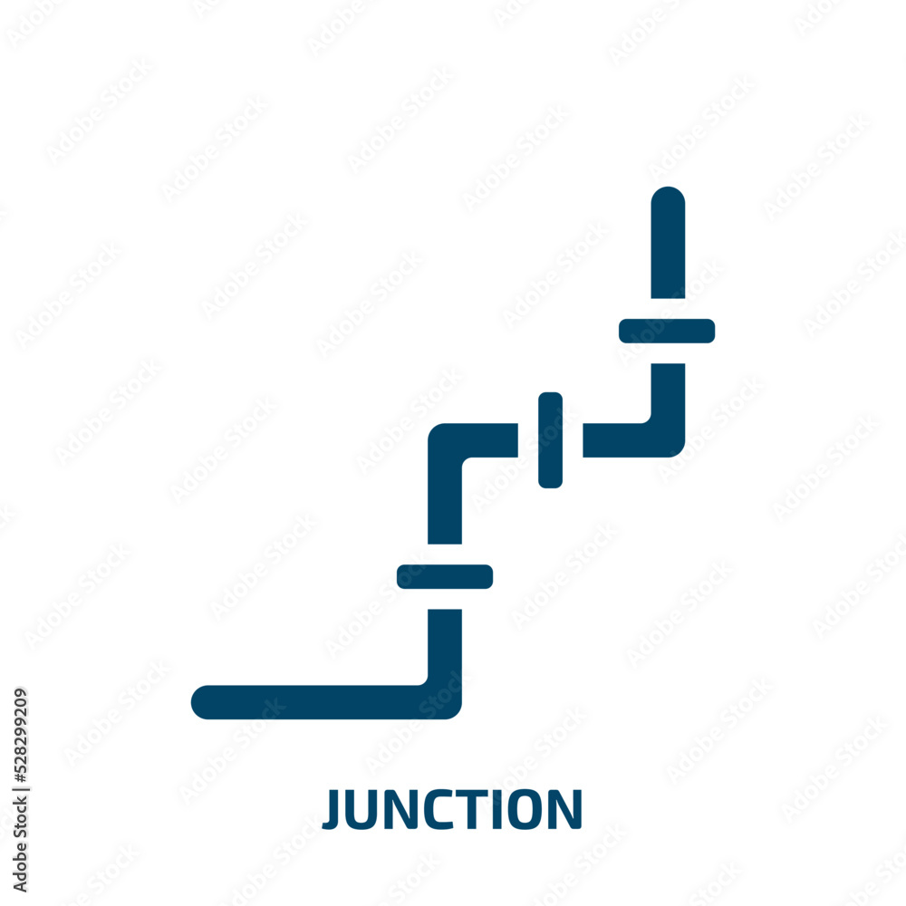Poster junction vector icon. junction, arrow, path filled icons from flat plumber concept. isolated black g
