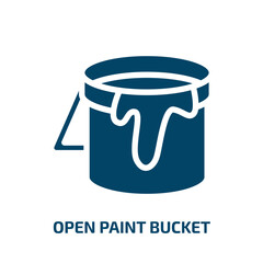 open paint bucket vector icon. open paint bucket, container, paint filled icons from flat toolbox concept. Isolated black glyph icon, vector illustration symbol element for web design and mobile apps