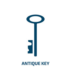 antique key vector icon. antique key, door, antique filled icons from flat toolbox concept. Isolated black glyph icon, vector illustration symbol element for web design and mobile apps