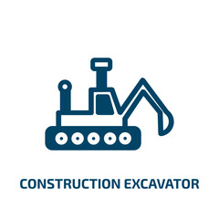 construction excavator vector icon. construction excavator, industry, vehicle filled icons from flat construction concept. Isolated black glyph icon, vector illustration symbol element for web design