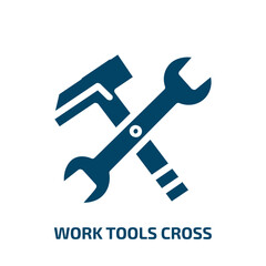 work tools cross vector icon. work tools cross, industry, work filled icons from flat work tools concept. Isolated black glyph icon, vector illustration symbol element for web design and mobile apps