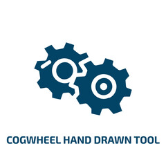 cogwheel hand drawn tool vector icon. cogwheel hand drawn tool, cogwheel, tool filled icons from flat hand drawn construction concept. Isolated black glyph icon, vector illustration symbol element for