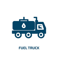 fuel truck vector icon. fuel truck, fuel, truck filled icons from flat constructicons concept. Isolated black glyph icon, vector illustration symbol element for web design and mobile apps